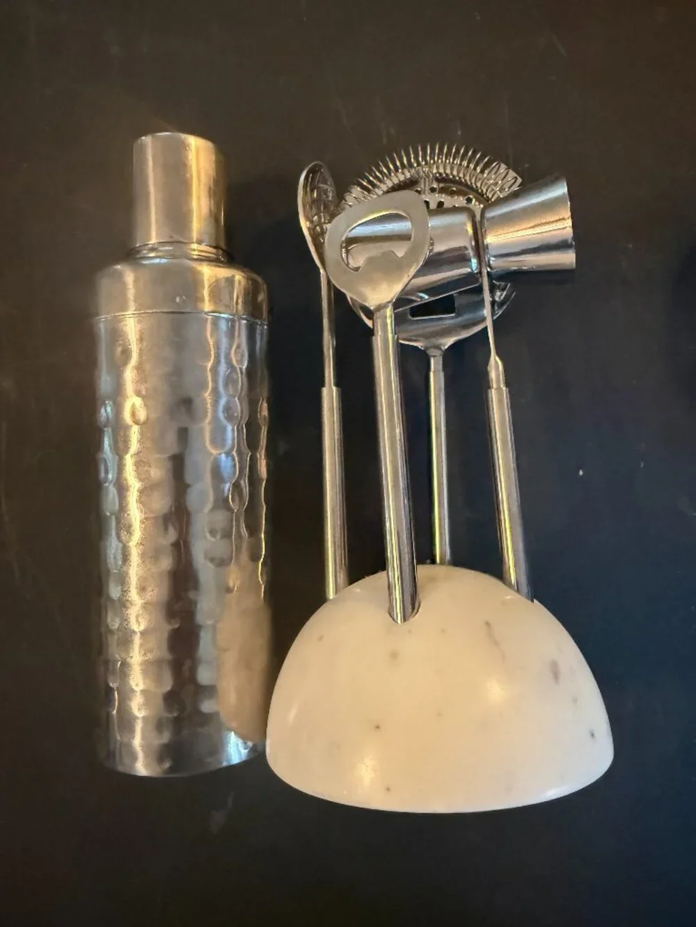 Target 4 Pc Stainless Steel Bar Tool Set,Marble Stand,Hammered Shaker (117)